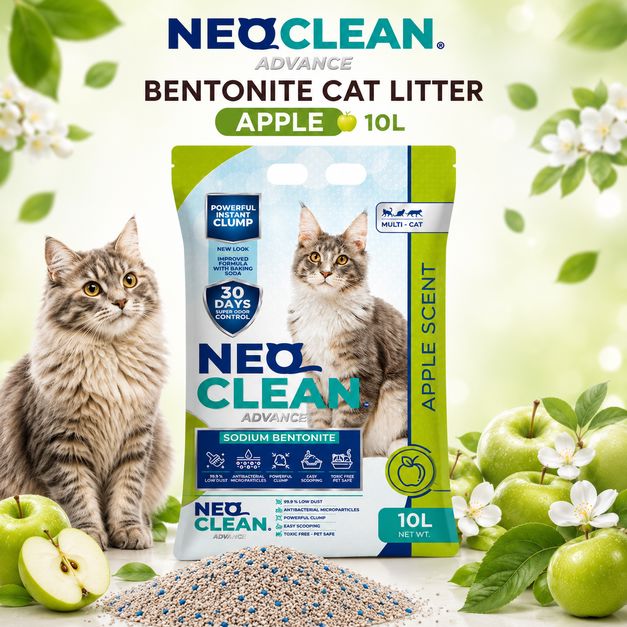 NEOCLEAN Pasir Kucing Bentonite Cat Litter Apple 10L Cat Sanitation Neo Clean 