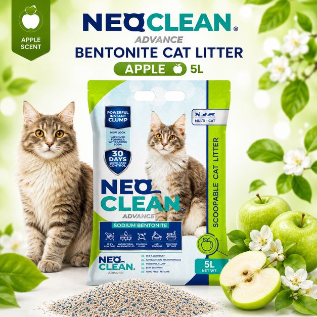 NEOCLEAN Pasir Kucing Bentonite Cat Litter Apple 5L no type Tidak ada merek 