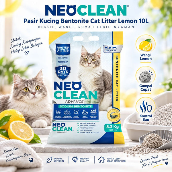 NEOCLEAN Pasir Kucing Bentonite Cat Litter Lemon 10L Cat Sanitation Tidak ada merek 