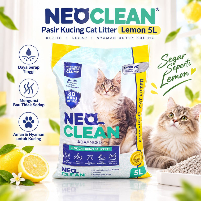 NEOCLEAN Pasir Kucing Cat Litter Lemon 5L Cat Sanitation Pet Republic Indonesia 