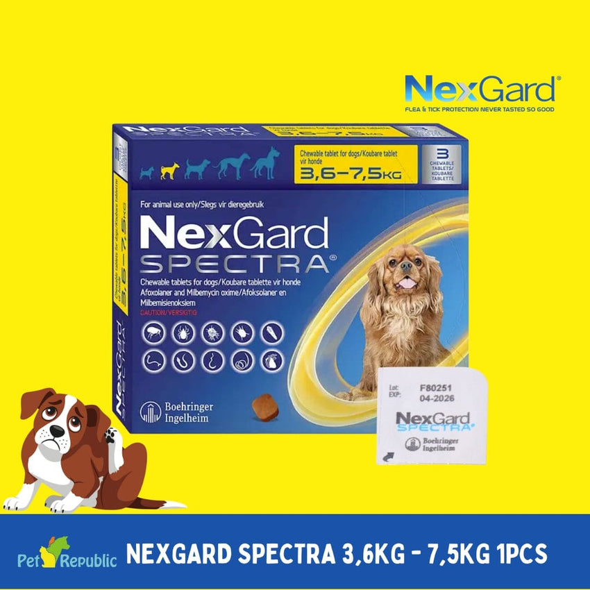 NEXGARD Spectra Obat Kutu dan Cacing Anjing Yellow 3.5-7.5kg Flea Tick Nexgard 