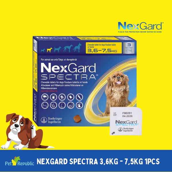 NEXGARD Spectra Obat Kutu dan Cacing Anjing Yellow 3.5-7.5kg Flea Tick Nexgard 