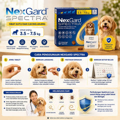 NEXGARD Spectra Obat Kutu dan Cacing Anjing Yellow 3.5-7.5kg no type Nexgard 