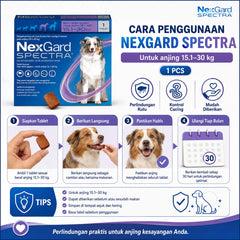 NEXGARD Spectra Penghilang Kutu Cacing Anjing Purple 15.1 to 30kg 1pcs Grooming Medicated Care Tidak ada merek 