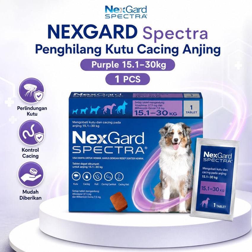 NEXGARD Spectra Penghilang Kutu Cacing Anjing Purple 15.1 to 30kg 1pcs Grooming Medicated Care Tidak ada merek 