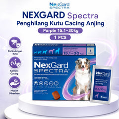 NEXGARD Spectra Penghilang Kutu Cacing Anjing Purple 15.1 to 30kg 1pcs Grooming Medicated Care Tidak ada merek 