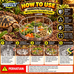 NOMOY Tempat Makan Reptil Stainless Steel Water Feeder NFF75 Large Reptile Habitat Supplies Pet Republic Indonesia 