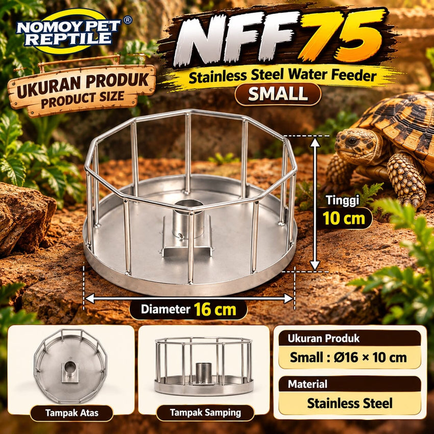 NOMOY Tempat Makan Stainless Steel Water Feeder NFF75 Small Reptile Habitat Supplies Tidak ada merek 