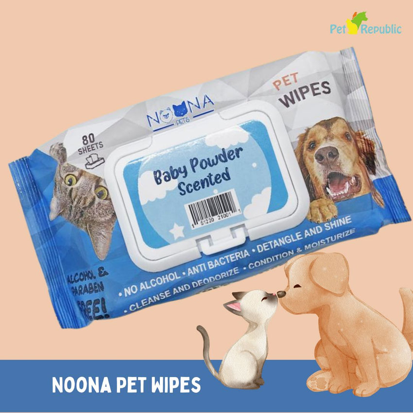 NOONA Tisu Basah Pet Wipes Baby Powder 80Sheets no type Tidak ada merek 