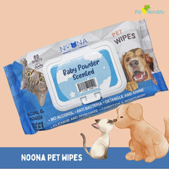NOONA Tisu Basah Pet Wipes Baby Powder 80Sheets no type Tidak ada merek 