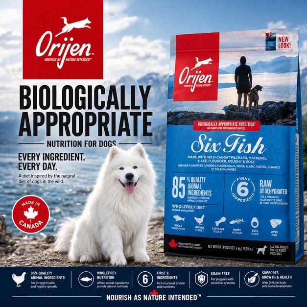 ORIJEN Makanan Anjing Grain Free Dog Sixfish 6kg no type Tidak ada merek 