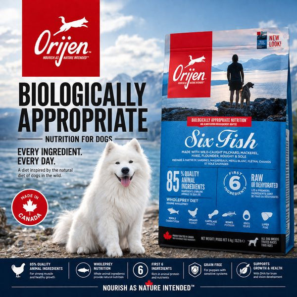 ORIJEN Makanan Anjing Grain Free Dog Sixfish 6kg no type Tidak ada merek 