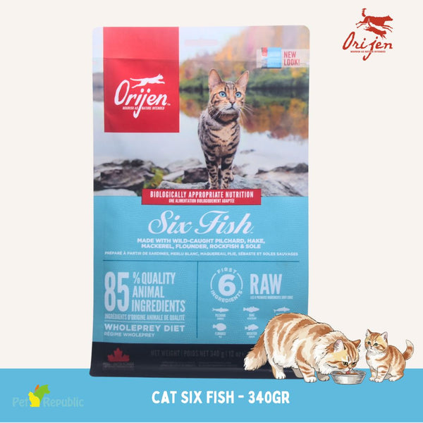 ORIJEN Makanan Kucing Grain Free Cat Six Fish 340gr cat dry food Tidak ada merek 