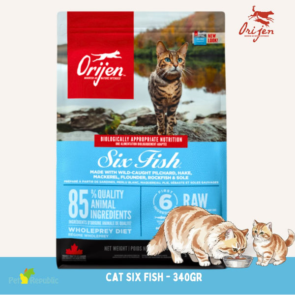ORIJEN Makanan Kucing Grain Free Cat Six Fish 340gr cat dry food Tidak ada merek 