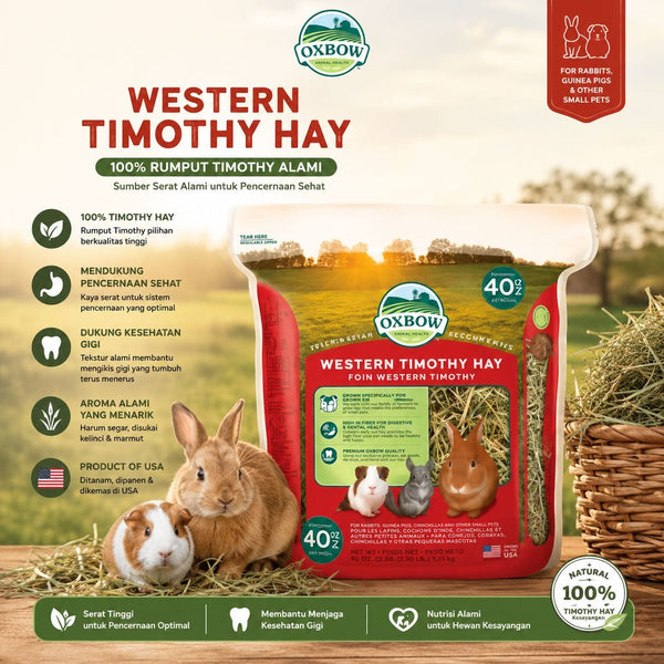 OXBOW Rumput Makanan Kelinci Marmut Western Timothy Hay 1.13kg no type Tidak ada merek 