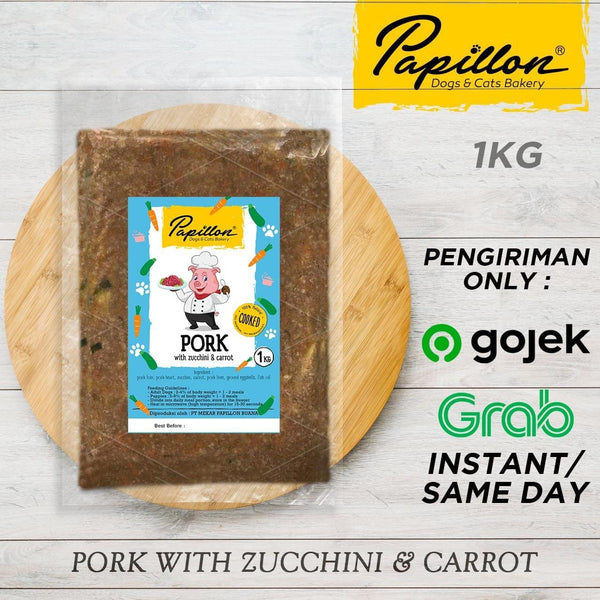 PAPILLON Makanan Anjing COOKED Pork Zucchini Carrot 1kg no type Tidak ada merek 