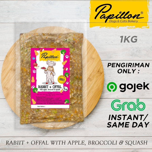 PAPILLON Makanan Anjing Cooked Rabbit and Offal with Broccoli 1kg no type Tidak ada merek 