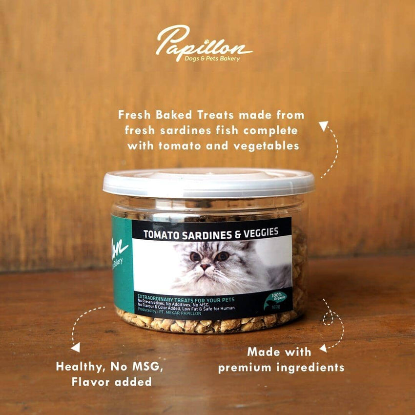 PAPILLON Snack Kucing Cat Cookies Sardines and Vegetable 100gr no type Tidak ada merek 