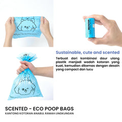 PAWPEEPOO Kantong Kotoran Anjing Kucing Eco Poop Bag 6 Roll Milk Flavor - Pet Republic Indonesia