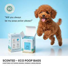 PAWPEEPOO Kantong Kotoran Anjing Kucing Eco Poop Bag 6 Roll Milk Flavor - Pet Republic Indonesia