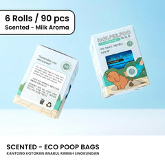 PAWPEEPOO Kantong Kotoran Anjing Kucing Eco Poop Bag 6 Roll Milk Flavor - Pet Republic Indonesia