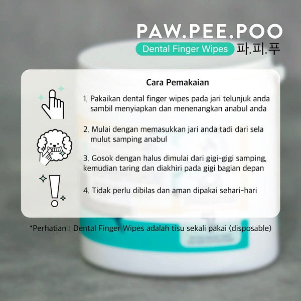 PAWPEEPOO Pembersih Gigi Dental Finger Wipes 50pcs Hobi & Koleksi > Perawatan Hewan > Grooming Hewan Pet Republic Indonesia 