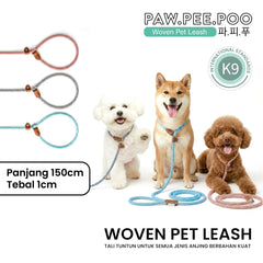 PAWPEEPOO Tali Tuntun Anjing Woven Pet Leash Brave Red Pet Collar and Leash Tidak ada merek 