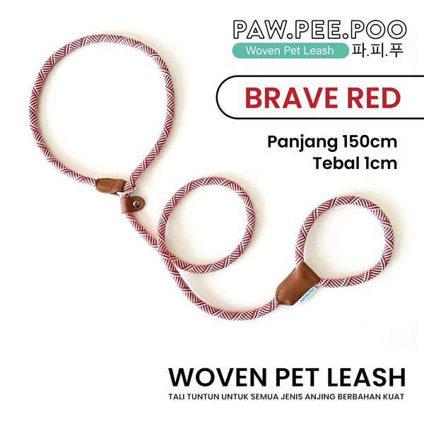 PAWPEEPOO Tali Tuntun Anjing Woven Pet Leash Brave Red Pet Collar and Leash Tidak ada merek 