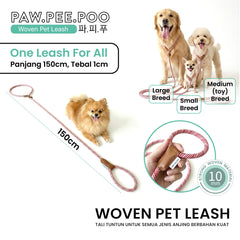 PAWPEEPOO Tali Tuntun Anjing Woven Pet Leash Calm Blue Pet Collar and Leash Tidak ada merek 