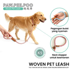 PAWPEEPOO Tali Tuntun Anjing Woven Pet Leash Calm Blue Pet Collar and Leash Tidak ada merek 