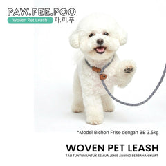 PAWPEEPOO Tali Tuntun Anjing Woven Pet Leash Cool Black Pet Collar and Leash Tidak ada merek 