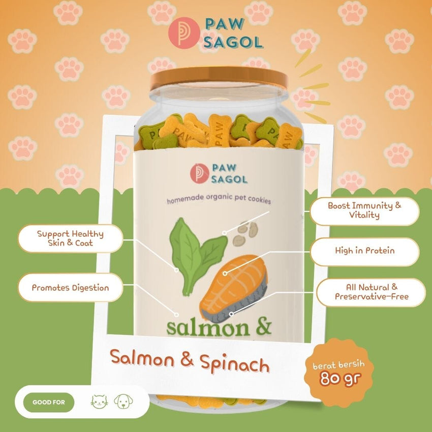 PAWSAGOL Homemade Cookies Salmon Spinach 80gr Dog Snack Tidak ada merek 