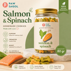 PAWSAGOL Homemade Cookies Salmon Spinach 80gr Dog Snack Tidak ada merek 