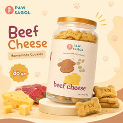 PAWSAGOL Snack Anjing Homemade Cookies Beef Cheese 80gr no type Tidak ada merek 