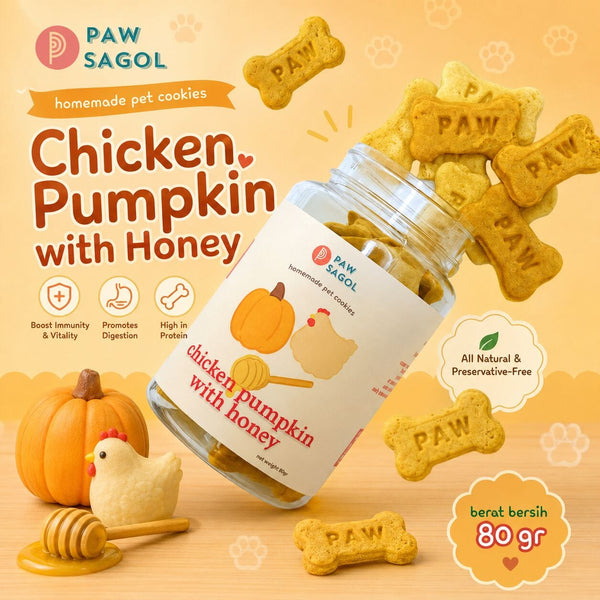 PAWSAGOL Snack Anjing Homemade Cookies Chicken Pumpkin 80gr no type Tidak ada merek 