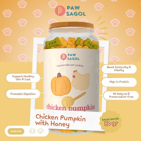 PAWSAGOL Snack Anjing Homemade Cookies Chicken Pumpkin 80gr no type Tidak ada merek 