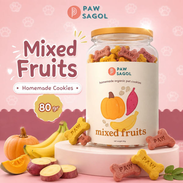 PAWSAGOL Snack Anjing Homemade Cookies Mixed Fruits 80gr no type Tidak ada merek 