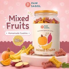 PAWSAGOL Snack Anjing Homemade Cookies Mixed Fruits 80gr no type Tidak ada merek 