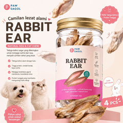 PAWSAGOL Snack Anjing Kucing Dried Rabbit Ear 4pcs Dog Snack Tidak ada merek 