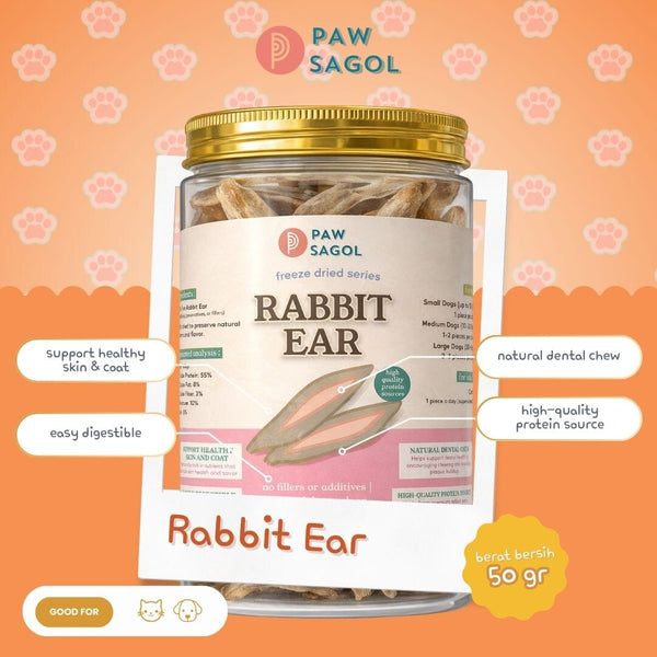 PAWSAGOL Snack Anjing Kucing Dried Rabbit Ear 4pcs Dog Snack Tidak ada merek 