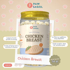 PAWSAGOL Snack Anjing Kucing Freeze Dried Chicken Breast 50gr no type Tidak ada merek 