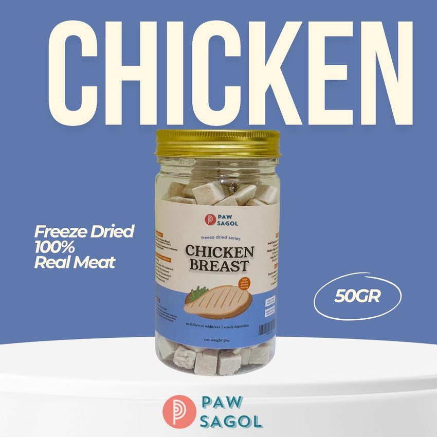 PAWSAGOL Snack Anjing Kucing Freeze Dried Chicken Breast 50gr no type Tidak ada merek 