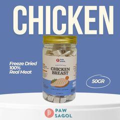 PAWSAGOL Snack Anjing Kucing Freeze Dried Chicken Breast 50gr no type Tidak ada merek 