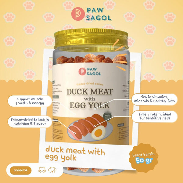 PAWSAGOL Snack Anjing Kucing Freeze Dried Duck Meat Egg Yolk 50gr Dog Snack Tidak ada merek 