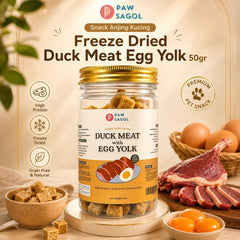 PAWSAGOL Snack Anjing Kucing Freeze Dried Duck Meat Egg Yolk 50gr Dog Snack Tidak ada merek 