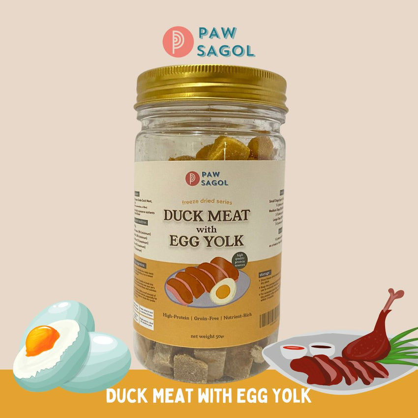 PAWSAGOL Snack Anjing Kucing Freeze Dried Duck Meat Egg Yolk 50gr Dog Snack Tidak ada merek 