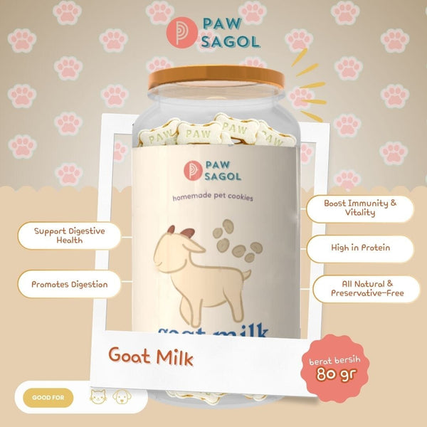 PAWSAGOL Snack Anjing Kucing Homemade Cookies Goat Milk 80gr Dog Snack Tidak ada merek 