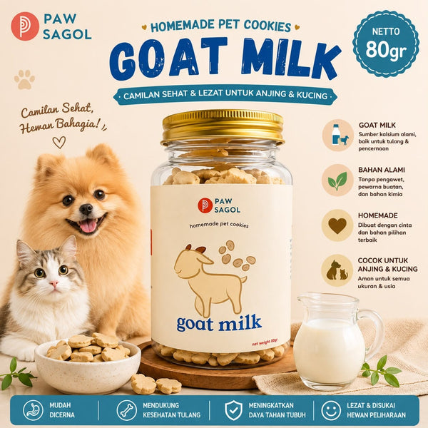 PAWSAGOL Snack Anjing Kucing Homemade Cookies Goat Milk 80gr Dog Snack Tidak ada merek 