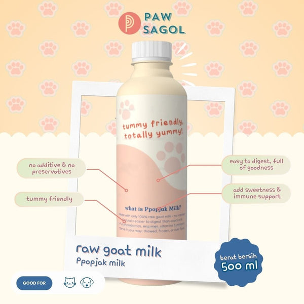 PAWSAGOL Susu Anjing Kucing Frozen Goat Milk Ppopjak 500ml Frozen Food Tidak ada merek 