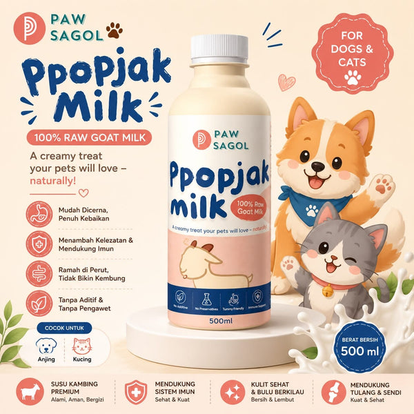 PAWSAGOL Susu Anjing Kucing Frozen Goat Milk Ppopjak 500ml Frozen Food Tidak ada merek 